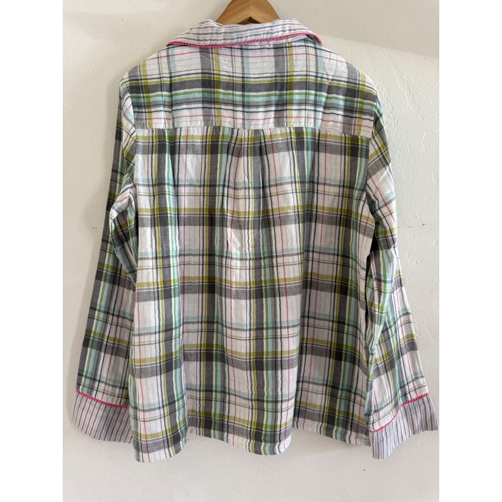NWOT Sundance Womens Plaid Button Down Shirt Pink Crochet Trim Cotton Top Size M - Picture 5 of 6